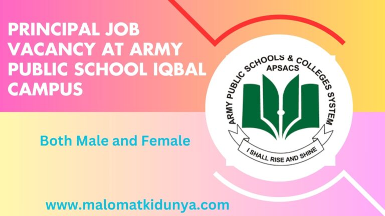Principal Job Vacancy at Army Public School